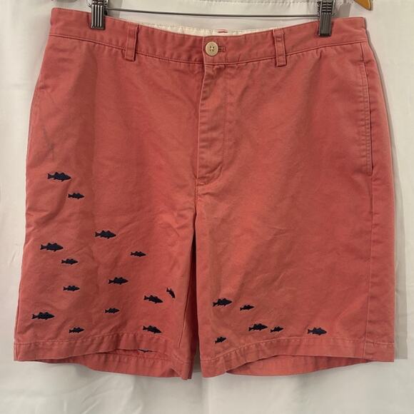 Vineyard Vines Men’s Embroidered Whale Shorts Coral Red Size 35 - Picture 1 of 9